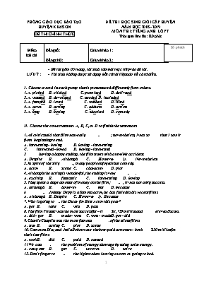 Đề thi chọn học sinh giỏi cấp huyện môn Tiếng Anh Lớp 7 - Năm học 2018-2019 - Phòng giáo dục và đào tạo huyện Kim Sơn (Có đáp án)